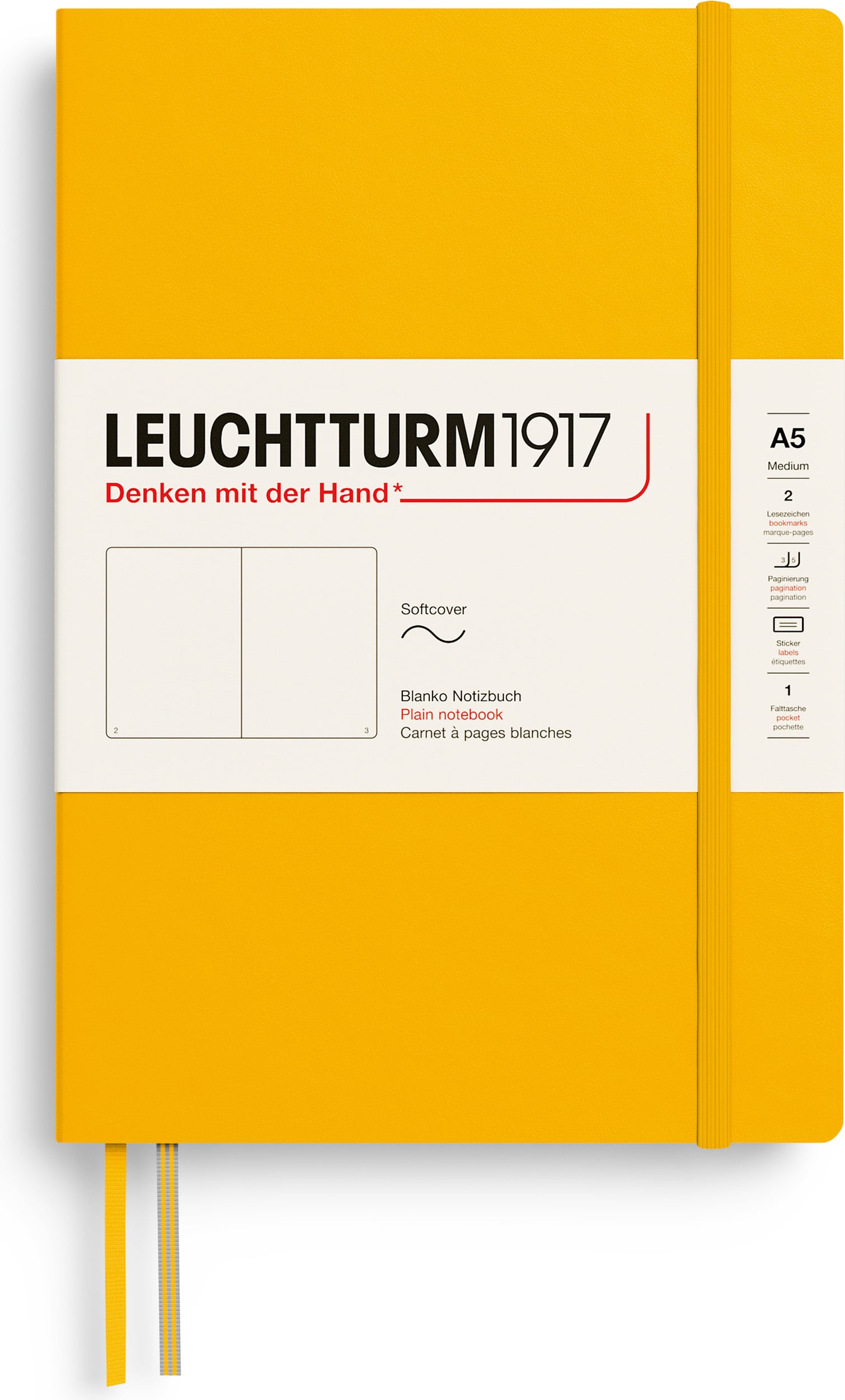 Leuchtturm 1917 Notizbuch Softcover A5, 123 Seiten, blanko, sonnengelb, 80 g/m²