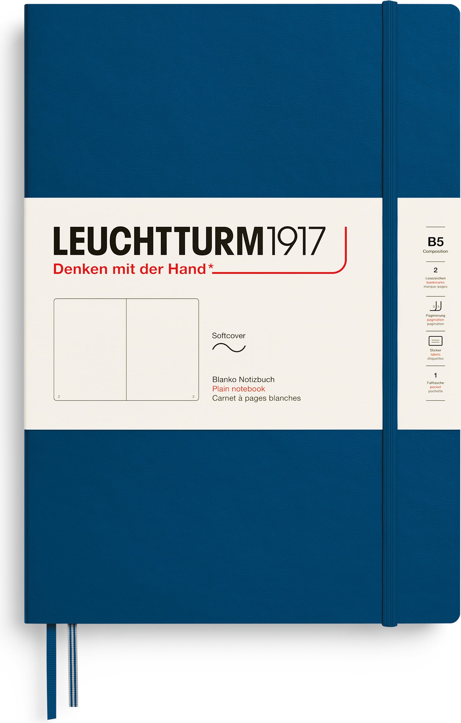 Leuchtturm 1917 Notizbuch Softcover B5, 123 Seiten, blanko, indigo, 80 g/m²