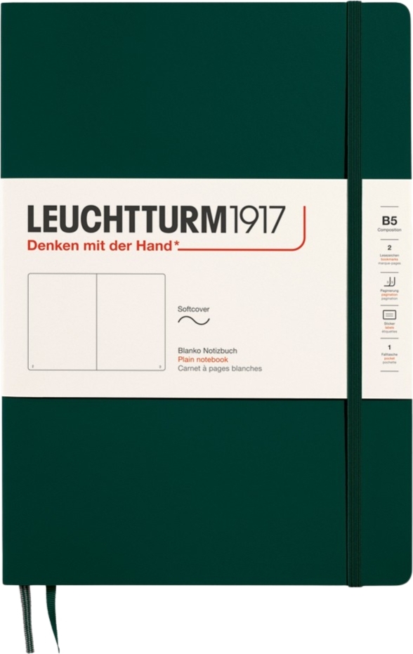 Leuchtturm 1917 Notizbuch Softcover B5, 123 Seiten, liniert, waldgrün, 80 g/m²