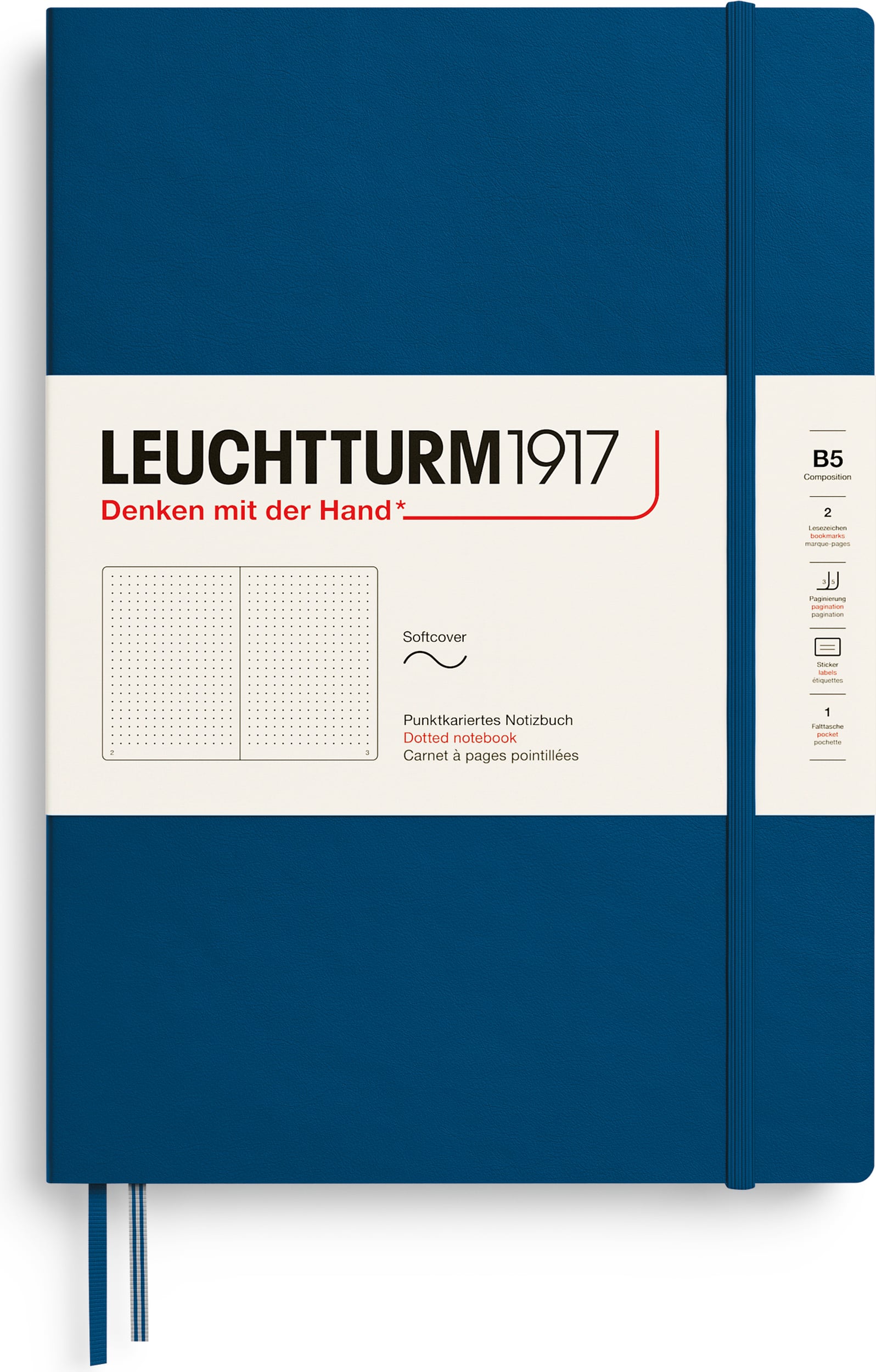 Leuchtturm 1917 Notizbuch Softcover B5, gepunktet, 123 Seiten, indigo, 80 g/m²
