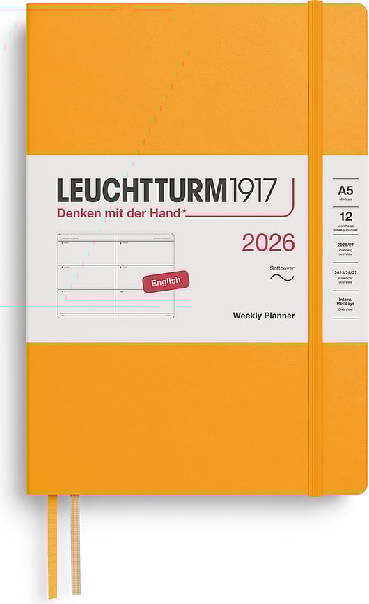 Leuchtturm 1917 Planer tjedni meki uvez 2026 EN A5 narančasti