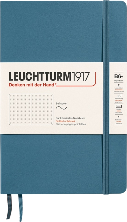 Leuchtturm 1917 pontozott notesz, puhafedeles, B6+, 123 oldal, kékeszürke, 80 g/m²