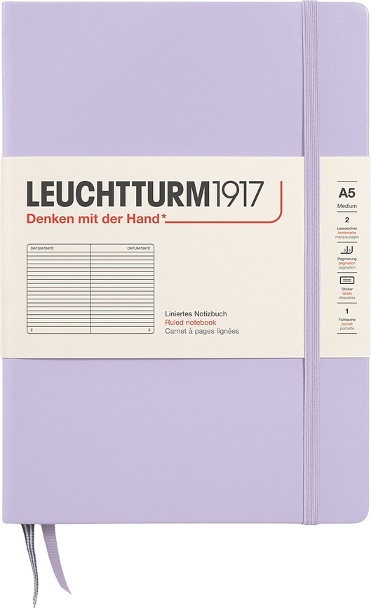 Leuchtturm 1917 Σημειωματάριο, A5, με σκληρό εξώφυλλο, ριγέ, λιλά, 251 σελίδες, 80 g/m²