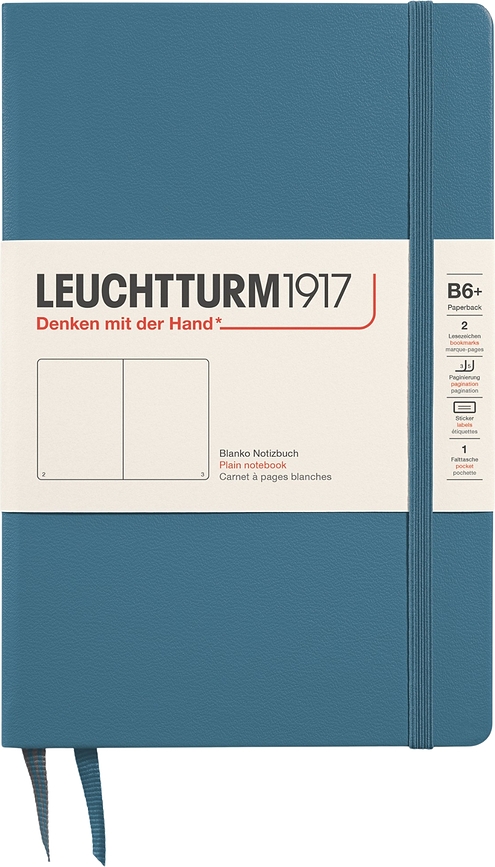 Leuchtturm 1917 Σημειωματάριο λείο, με σκληρό εξώφυλλο, B6+, 219 σελίδες, μπλε-γκρι, 80 g/m²