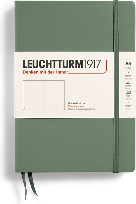 Leuchtturm 1917 Σημειωματάριο λευκό, με σκληρό εξώφυλλο, A5, 251 σελίδες, 80 g/m², λαδί