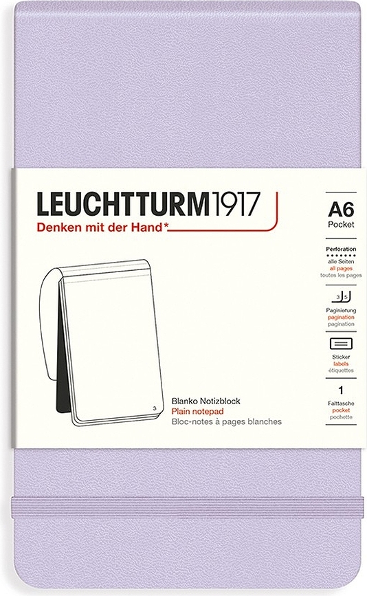 Leuchtturm 1917 Σημειωματάριο με σκληρό εξώφυλλο, λευκό, A6, 184 σελίδες, 80 g/m², λιλά