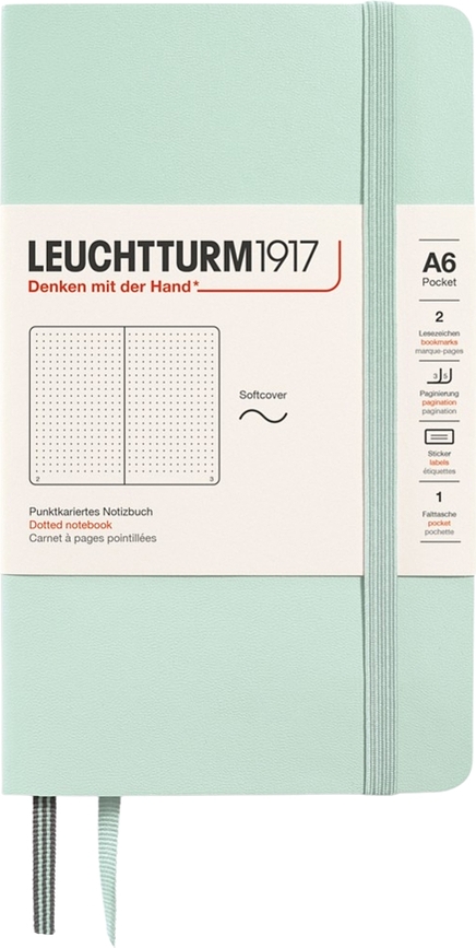 Leuchtturm 1917 Σημειωματάριο με τελείες, με μαλακό εξώφυλλο, A6, 123 σελίδες, 80 g/m², μέντα