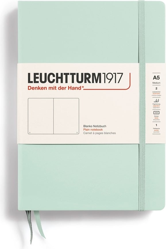 Leuchtturm 1917 Σημειωματάριο σκέτο, με σκληρό εξώφυλλο, A5, 251 σελίδες, 80 g/m², μέντα