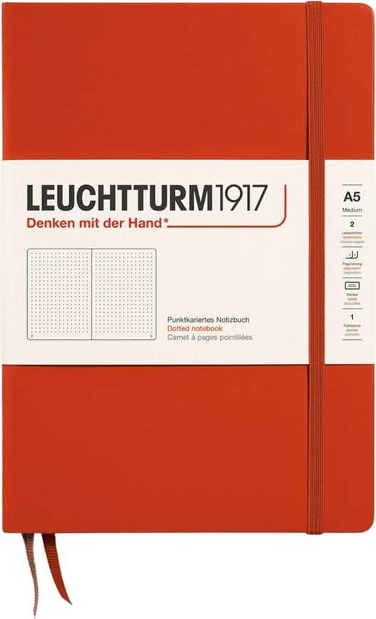 Leuchtturm 1917 Σημειωματάριο σκληρόδετο με τελείες, A5, 251 σελίδες, 80 g/m², σκούρο πορτοκαλί