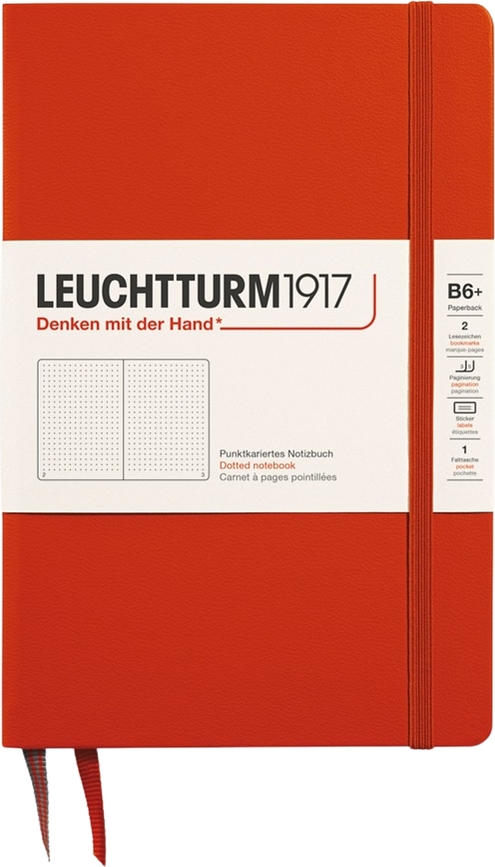 Leuchtturm 1917 Σημειωματάριο σκληρόδετο με τελείες, B6+, 219 σελίδες, 80 g/m², σκούρο πορτοκαλί