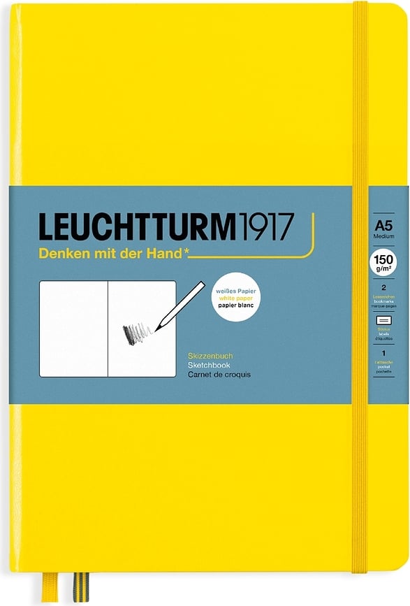 Leuchtturm 1917 Skicir Blok s tvrdim koricama A5 112 stranica 150 g/m² limun žuti