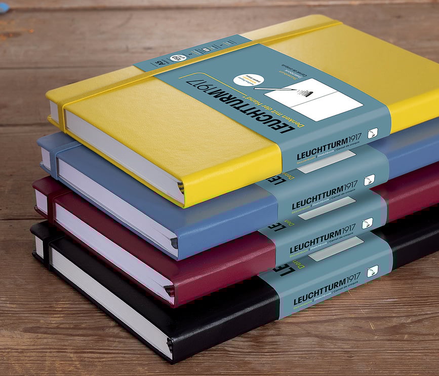 Leuchtturm 1917 Skicirka s trdimi platnicami, A5, 112 strani, črna, 150 g/m²