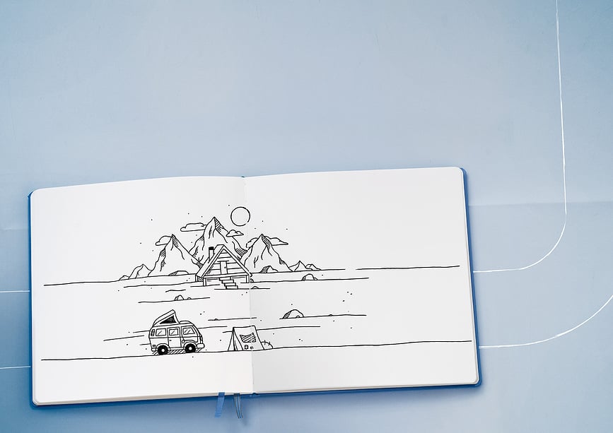 Leuchtturm 1917 Skicirka v trdi vezavi, ležeča A5, 112 strani, lila, 150 g/m²