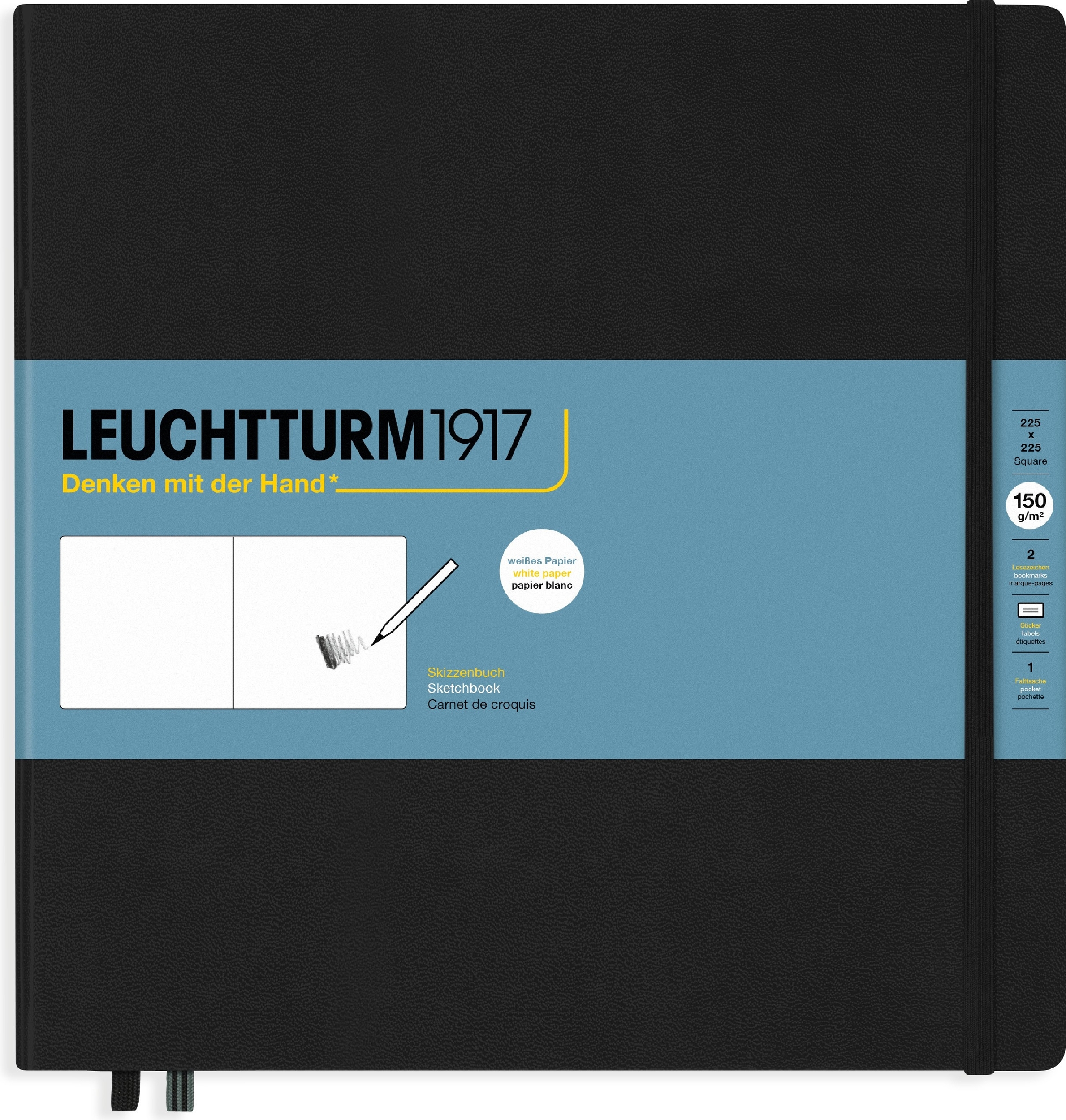 Leuchtturm 1917 Skizzenbuch Hardcover quadratisch, 112 Seiten, 150 g/m², schwarz