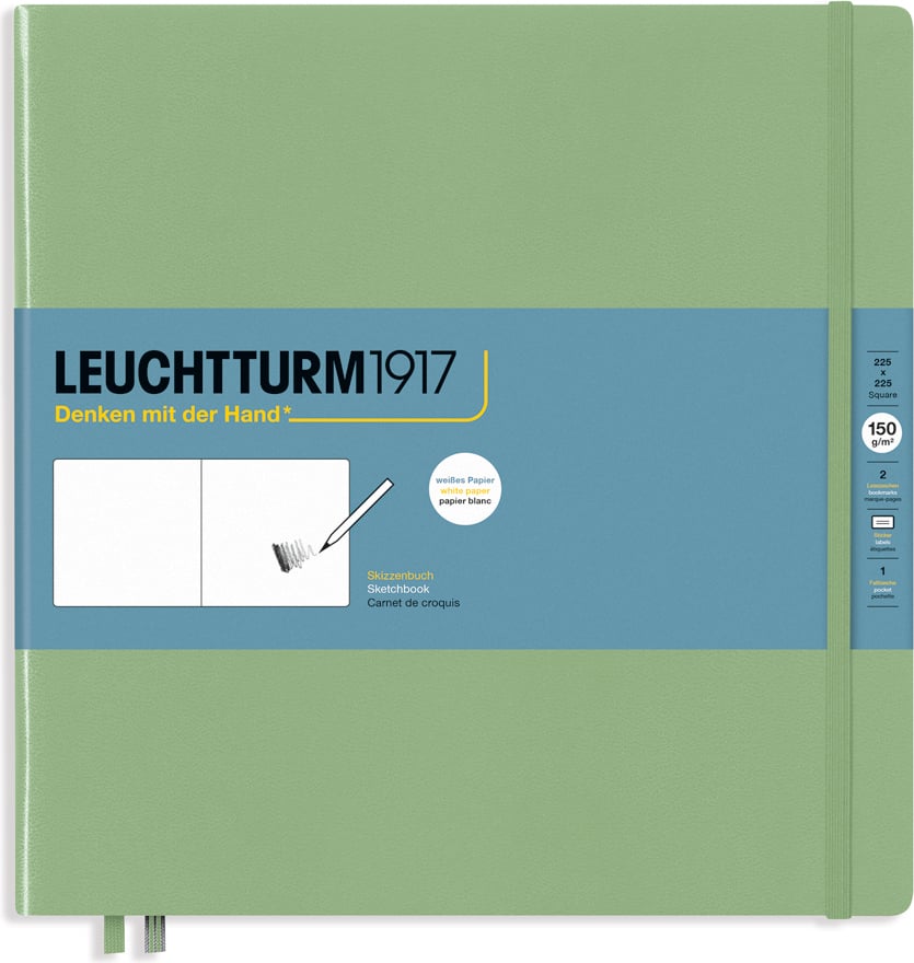 Leuchtturm 1917 Skizzenbuch Hardcover quadratisch, 112 Seiten, salbeigrün, 150 g/m²