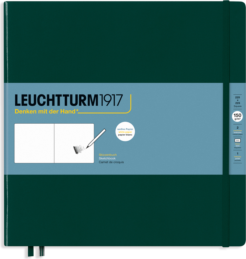 Leuchtturm 1917 Skizzenbuch Hardcover quadratisch, 112 Seiten, waldgrün, 150 g/m²