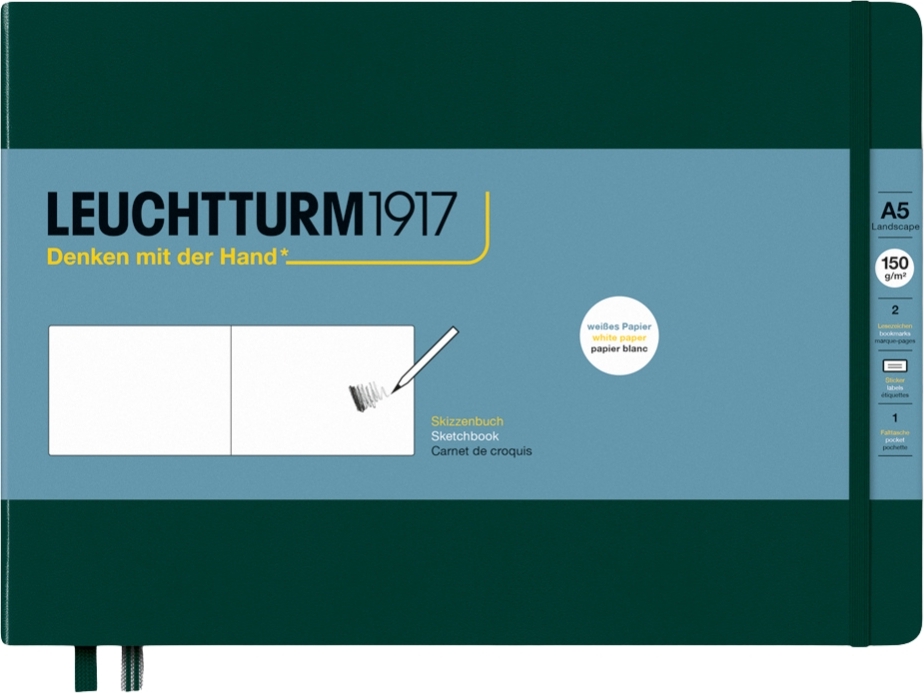 Leuchtturm 1917 Skizzenbuch Hardcover quer A5, 112 Seiten, waldgrün, 150 g/m²