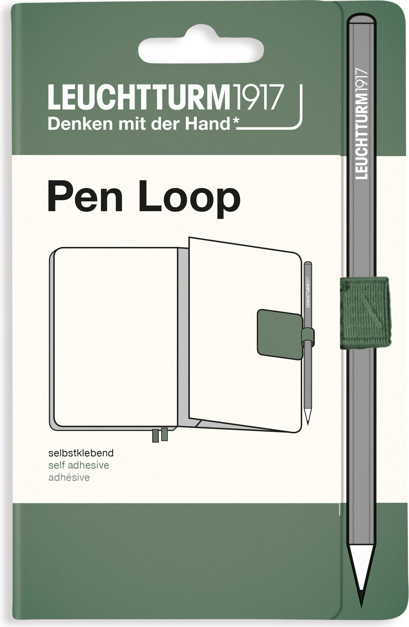 Leuchtturm 1917 Stiftschlaufe selbstklebend, oliv