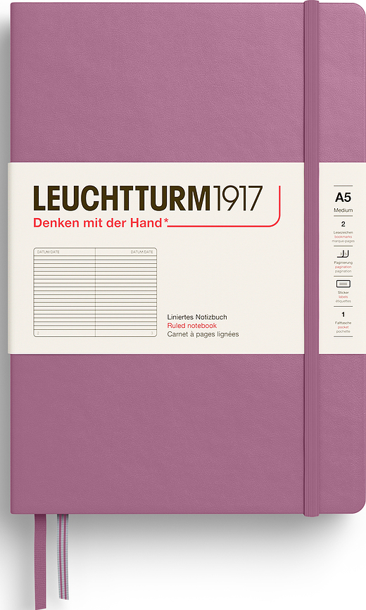Leuchtturm 1917 тефтер на редове с твърди корици, A5, 251 страници, мръсно розов, 80 g/m²