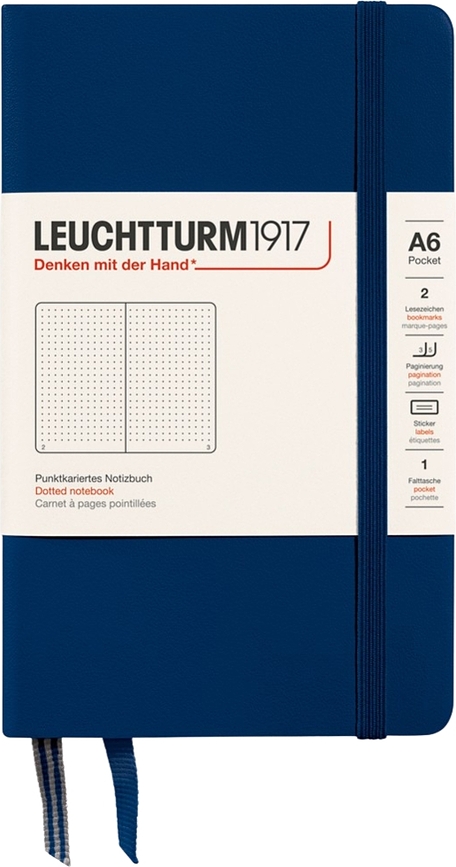 Leuchtturm 1917 тефтер на точки с твърди корици, A6, 187 страници, тъмносин, 80 гр/м²