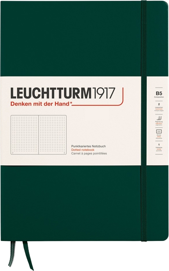 Leuchtturm 1917 тефтер на точки с твърди корици B5, 219 страници, горско зелен, 80 гр/м²