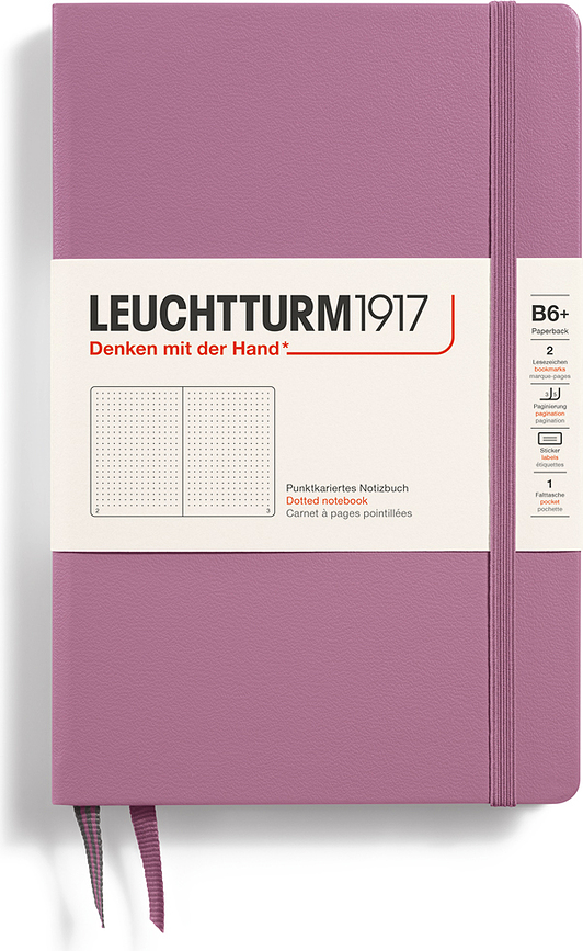 Leuchtturm 1917 тефтер на точки, твърда корица, B6+, 219 страници, мръснорозов, 80 гр/м²
