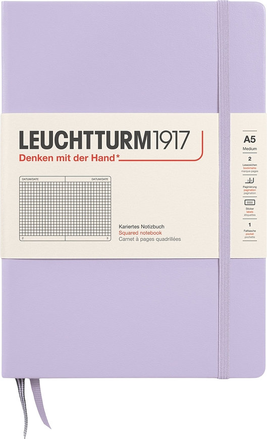 Leuchtturm 1917 тетрадка на квадратчета с твърди корици, A5, 251 страници, лилава, 80 гр/м²