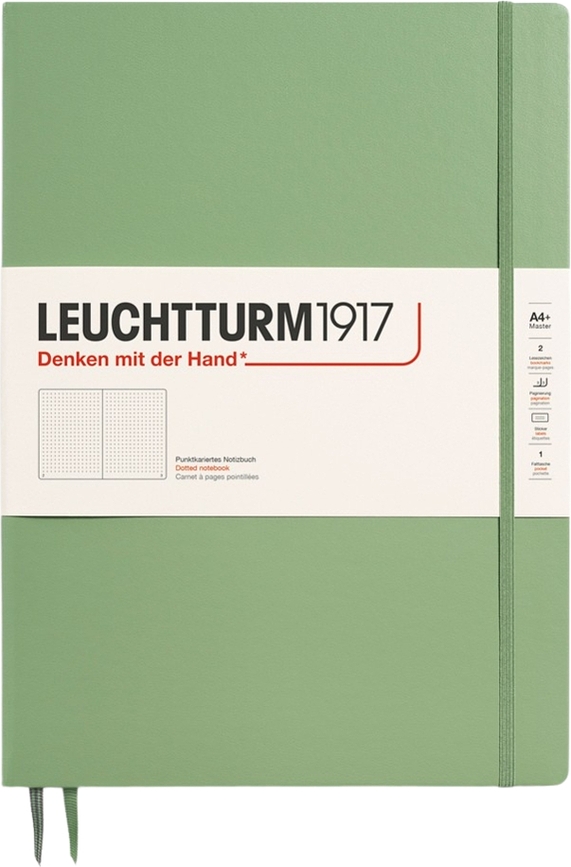 Leuchtturm 1917 тетрадка на точки с твърди корици, A4+, 123 страници, градински чай зелен, 100 g/m²
