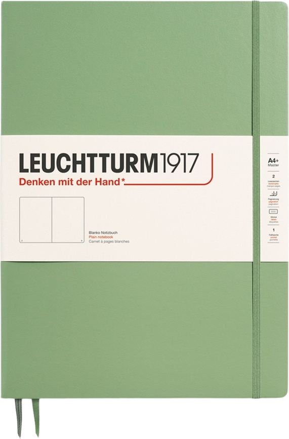 Leuchtturm 1917 тетрадка с твърди корици, гладки страници, A4+, 123 страници, градински чай зелен, 100 g/m²