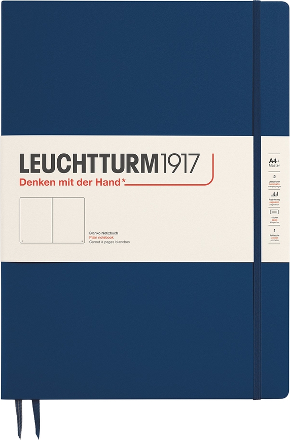 Leuchtturm 1917 тетрадка с твърди корици, гладки страници, A4+, 123 страници, тъмносин, 100 g/m²