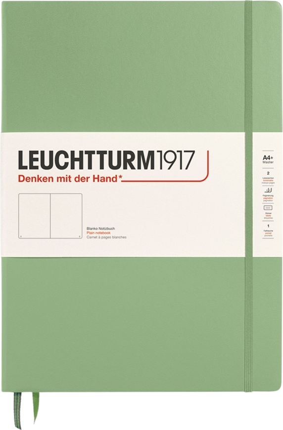 Leuchtturm 1917 тетрадка с твърди корици, гладки страници, A4+, 235 страници, градински чай зелен, 100 g/m²