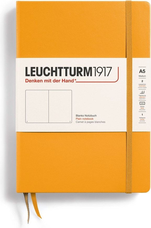 Leuchtturm 1917 тетрадка с твърди корици, гладки страници, A5, 251 страници, оранжева, 80 g/m²