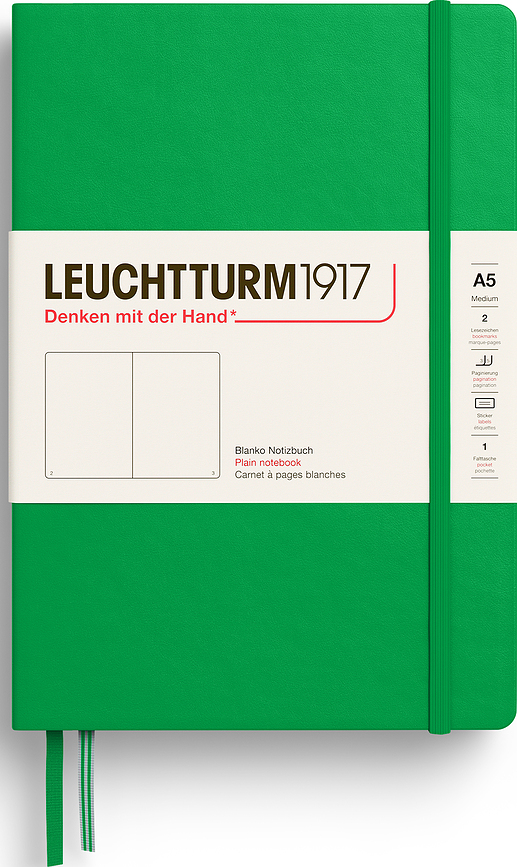 Leuchtturm 1917 тетрадка с твърди корици, гладки страници, A5, 251 страници, светлозелена, 80 g/m²