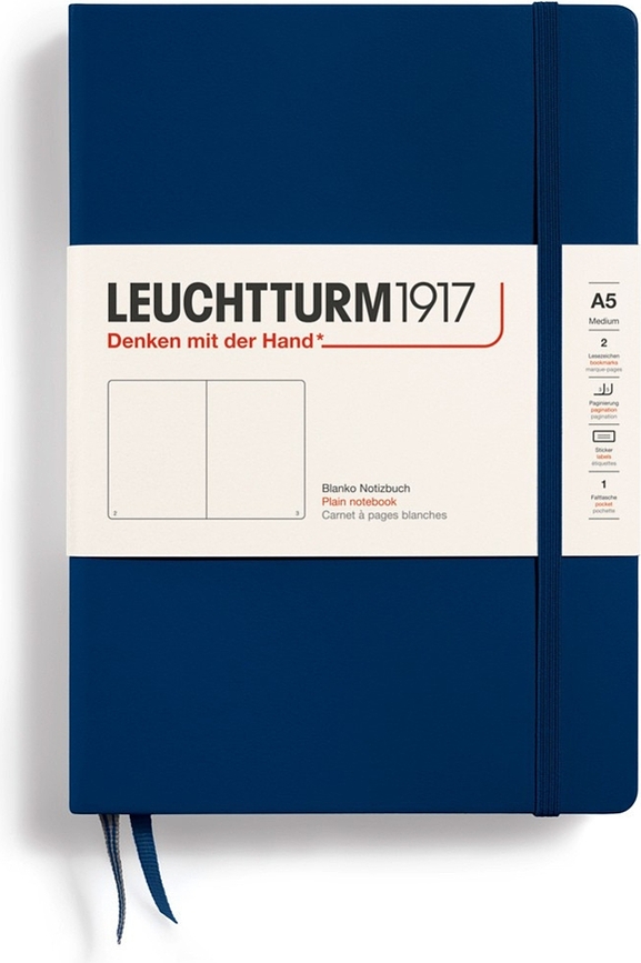 Leuchtturm 1917 тетрадка с твърди корици, гладки страници, A5, 251 страници, тъмносиня, 80 гр/м²