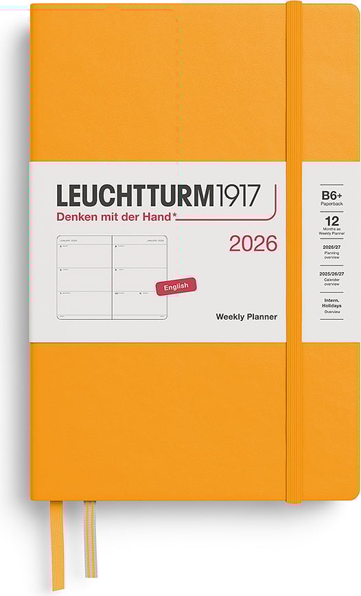 Leuchtturm 1917 Tjedni Planer tvrdi uvez 2026 EN B6+ narančasti