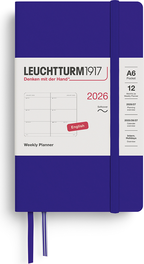 Leuchtturm 1917 Wochenplaner 2026 EN A6, Softcover, dunkelblau