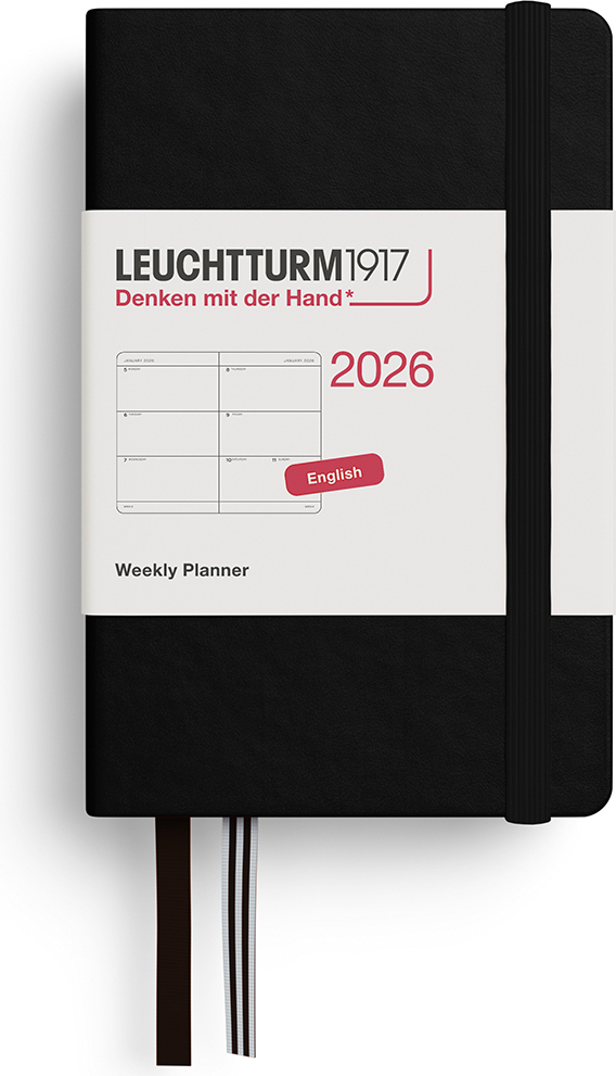 Leuchtturm 1917 Wochenplaner 2026 EN A7, schwarz, Hardcover