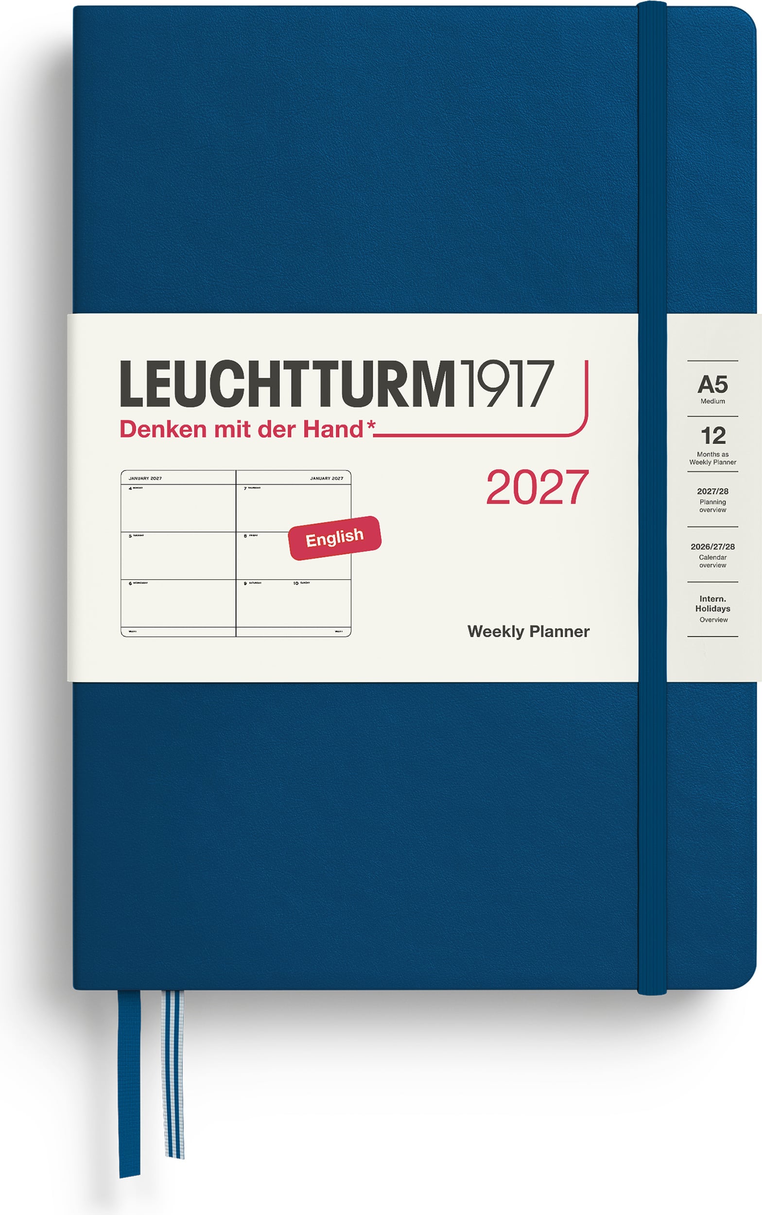 Leuchtturm 1917 Wochenplaner Hardcover 2027 EN A5, indigo