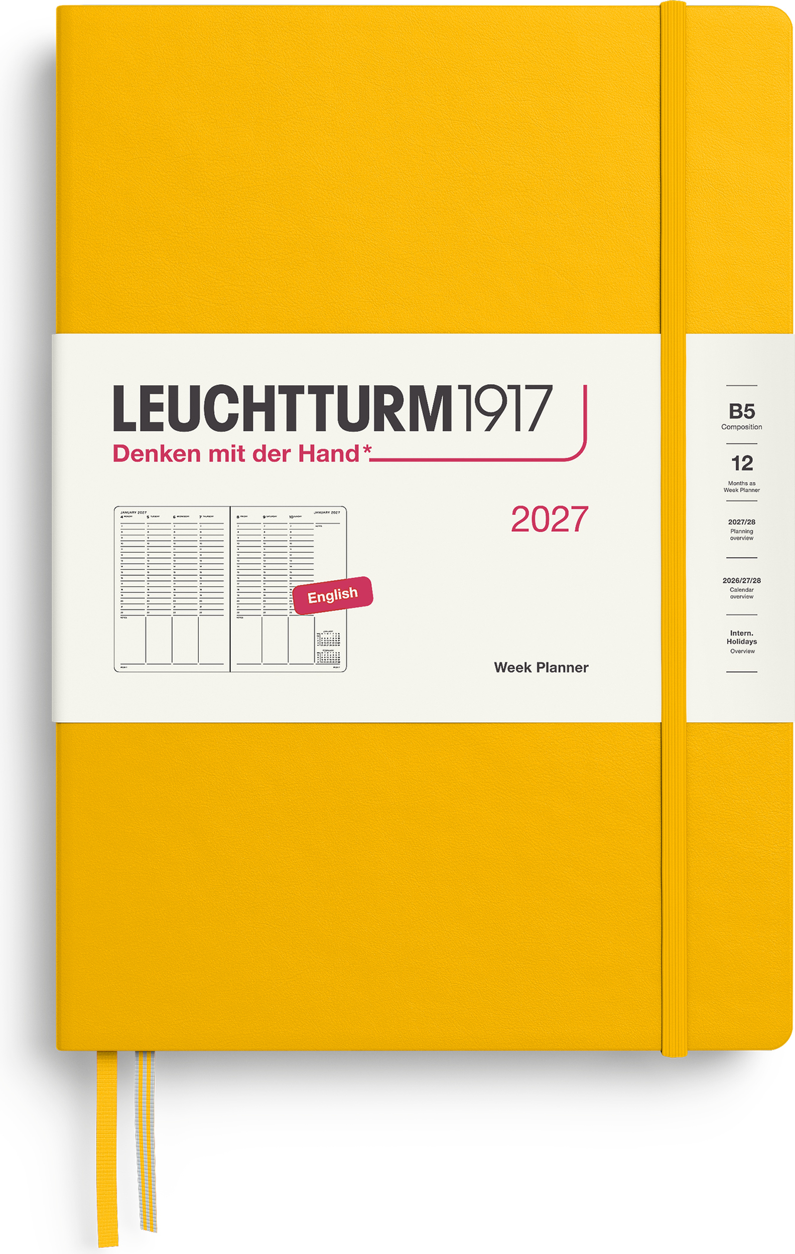 Leuchtturm 1917 Wochenplaner Hardcover 2027 EN B5, gelb