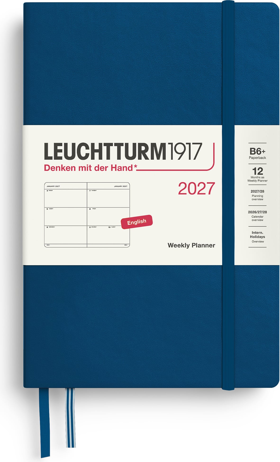 Leuchtturm 1917 Wochenplaner Hardcover 2027 EN B6+, indigo
