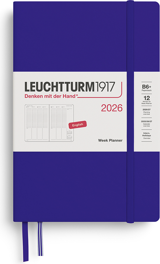 Leuchtturm 1917 Wochenplaner mit Spalten 2026 EN B6+, dunkelblau