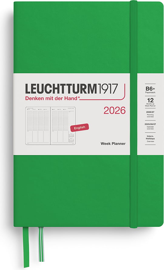 Leuchtturm 1917 Wochenplaner Spaltenformat 2026 EN B6+, hellgrün