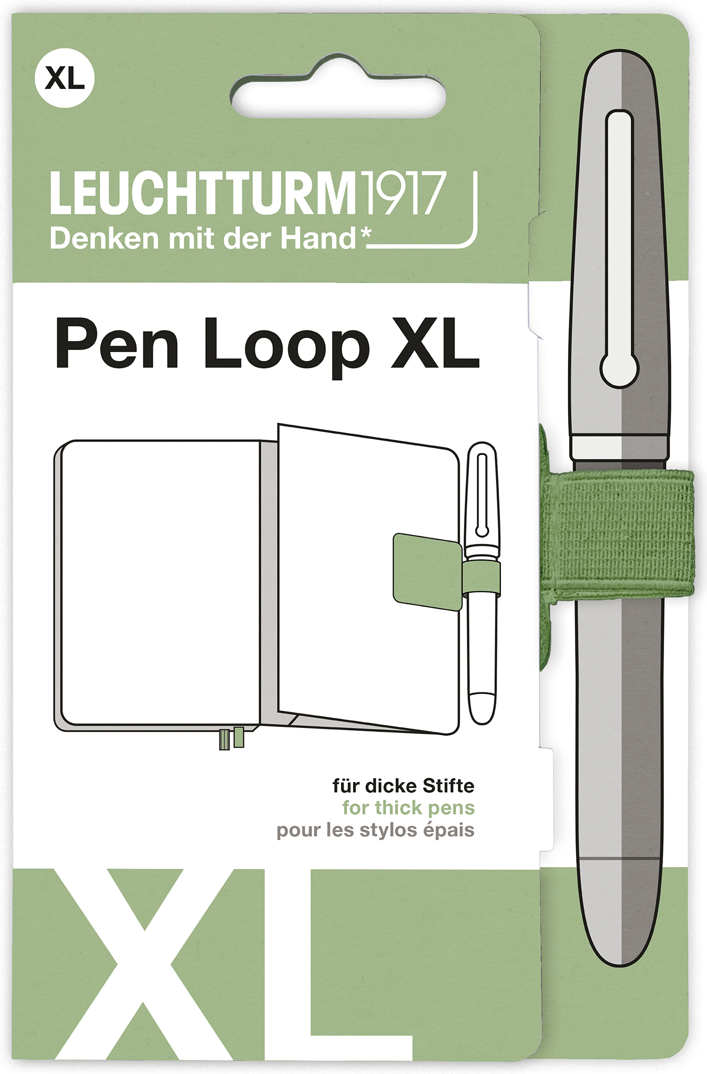 Leuchtturm 1917 XL selbstklebender Stifthalter, salbeigrün