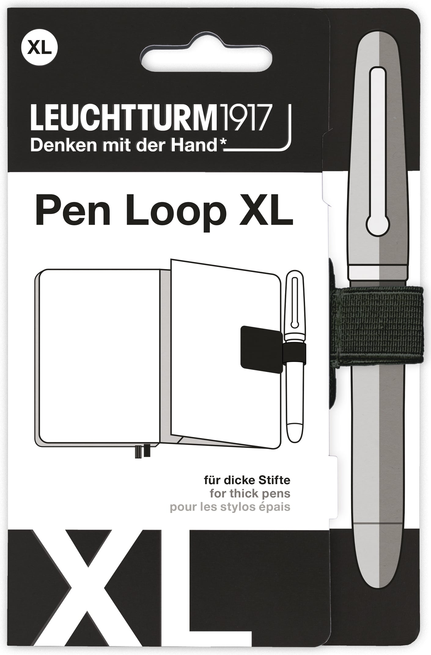 Leuchtturm 1917 XL selbstklebender Stifthalter, schwarz