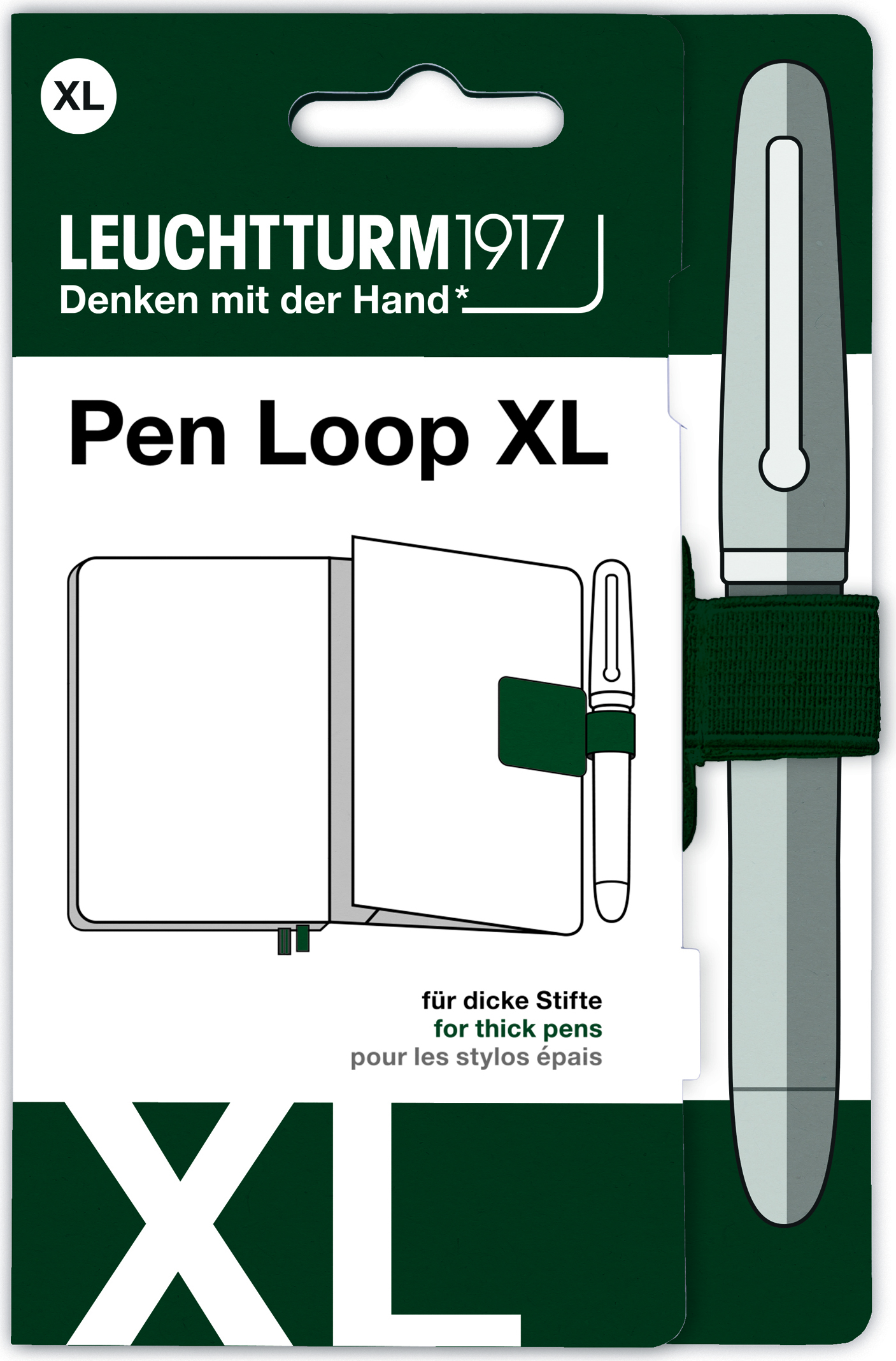 Leuchtturm 1917 XL selbstklebender Stifthalter, Waldgrün