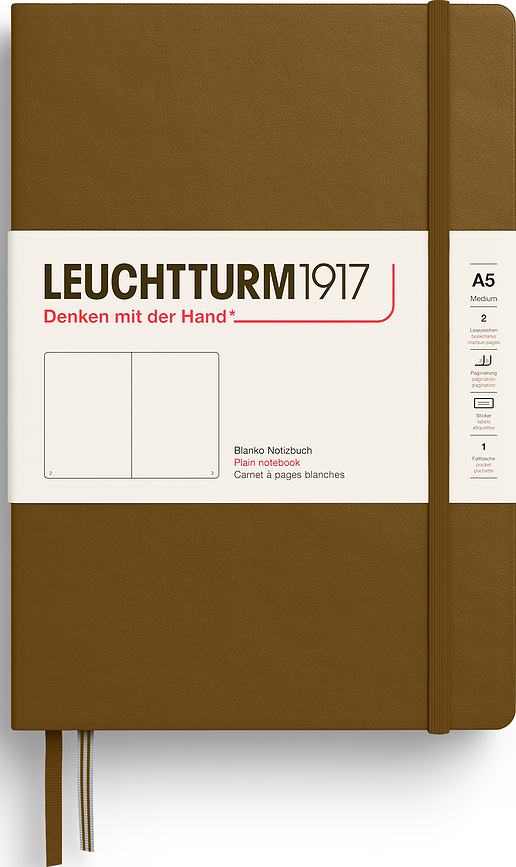 Leuchtturm 1917 Zvezek, gladek, trda vezava, A5, 251 strani, rjav, 80 g/m²