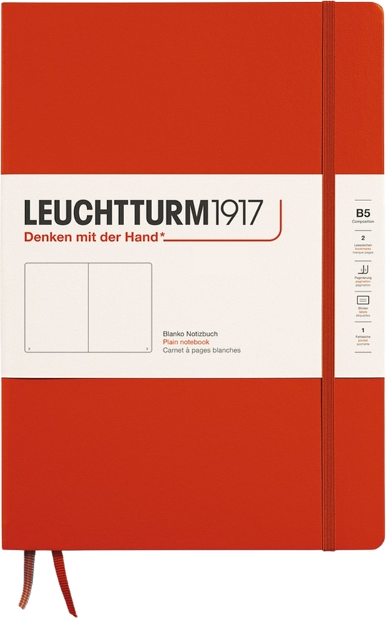 Leuchtturm 1917 Zvezek, gladek, trda vezava, B5, 219 strani, temno oranžen, 80 g/m²