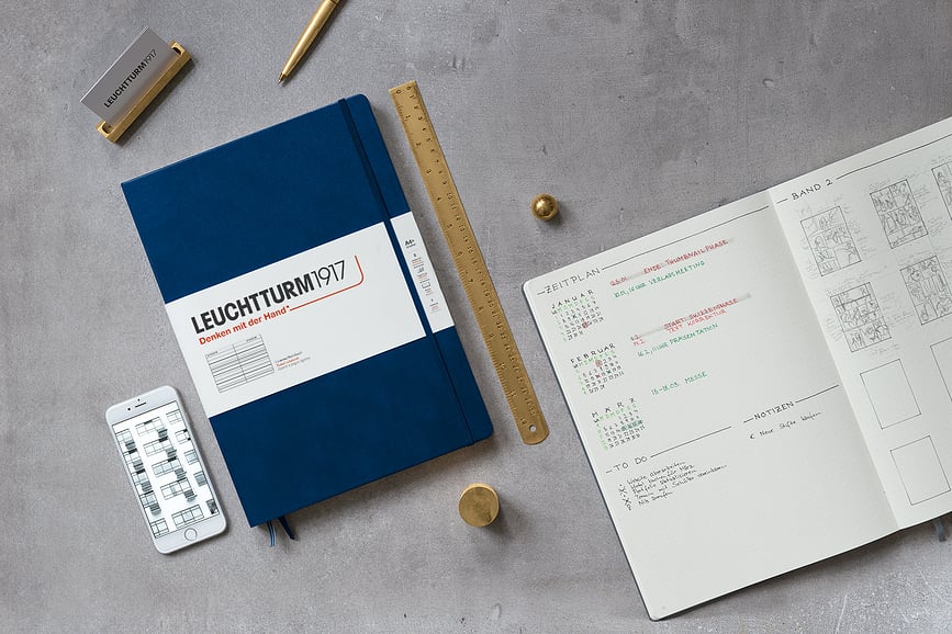 Leuchtturm 1917 Notes s pikami v trdi vezavi, A4+, 235 strani, žajbljevo zelen, 100 g/m²