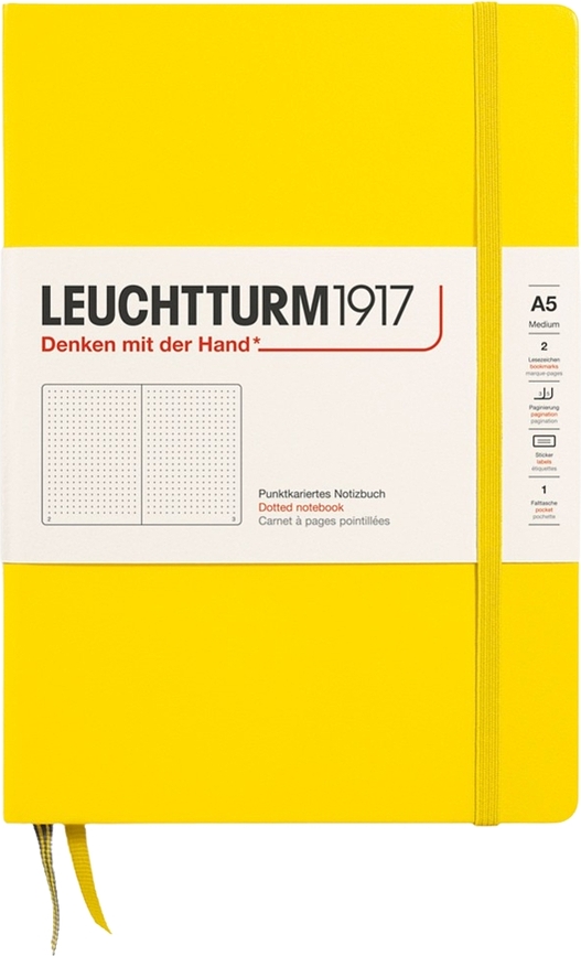 Leuchtturm 1917 Zvezek s pikami, trda vezava, A5, 251 strani, limonin, 80 g/m²