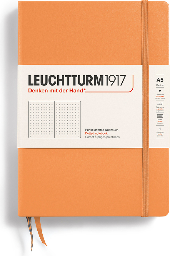 Leuchtturm 1917 Zvezek s pikami, trda vezava, A5, 251 strani, mareličen, 80 g/m²